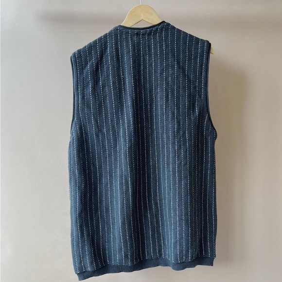 Vintage Dark Grey and White Striped Vest Made in USA - Picture 3 of 3